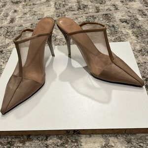 Zara mesh nude high heel mule size 38